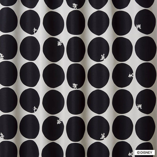 【Disney ディズニー】手描きのドットを並べたシンプルなデザイン2級遮光カーテン MICKEY Scope - ミッキー スコープ ブラック