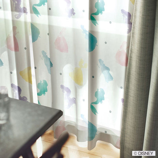 【Disney】プリンセスのシルエットを散りばめたボイルレースカーテン PRINCES Princes - プリンセス プリンセス ミックス