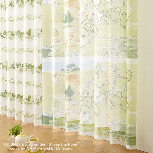 【Disney】プーと仲間たちが暮らす100エーカーの森のボイルレースカーテン POOH - プー 100エーカーの森 ミックス 幅100×丈133~198cm(1枚入)
