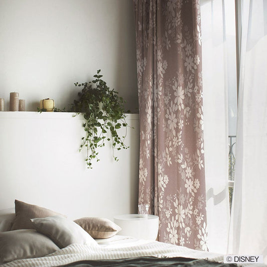 【Disney ディズニー】アリスとチェシャ猫と時計うさぎが隠れたデザインの3級遮光カーテン ALICE Sweet flower - アリス スウィートフラワー ピンク