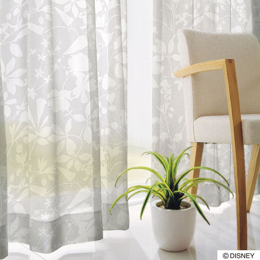 【Disney】透けたときの生地の重なりが美しいリーフ柄のボイルレースカーテン MICKEY Carnival voile - ミッキー カーニバルボイル ホワイト