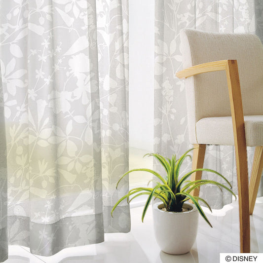 【Disney】透けたときの生地の重なりが美しいリーフ柄のボイルレースカーテン MICKEY Carnival voile - ミッキー カーニバルボイル ホワイト 幅100×丈133~198cm(1枚入)