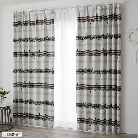 【Disney】様々なポーズのミッキーを楽しめるエレガントレース柄の2級遮光カーテン MICKY Trim way- ミッキー トリムウェイ アイボリー 幅100×丈135~200cm(1枚入)