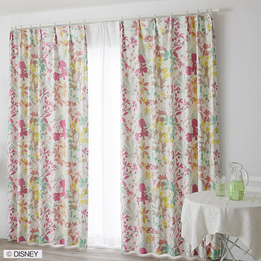 【Disney】明るくきれいなカラーで空間に彩りを添えてくれる2級遮光カーテン MICKY Carnval- ミッキー カーニバル ローズ 幅100×丈135~200cm(1枚入)