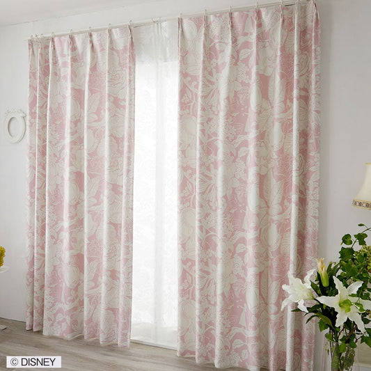 【Disney ディズニー】白雪姫と7人の小人がくらすボタニカルな2級遮光カーテン PRINCESS Heigh-Ho - プリンセス ハイホー ピンク