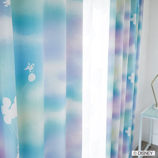 【Disney ディズニー】夢色グラデーションな空の2級遮光カーテン MICKY Mellow- ミッキー メロウ ブルー