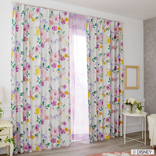 【Disney ディズニー】ラプンツェルの髪飾りをイメージした2級遮光カーテン PRINCES Tangled - プリンセス タングルド アイボリー 幅100×丈135~200cm(1枚入)