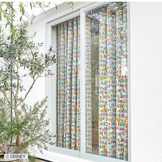 【Disney ディズニー】レトロなコミックアートのバックプリントデザイン1級遮光カーテン MICKY Retro comic - ミッキー レトロコミック アイボリー