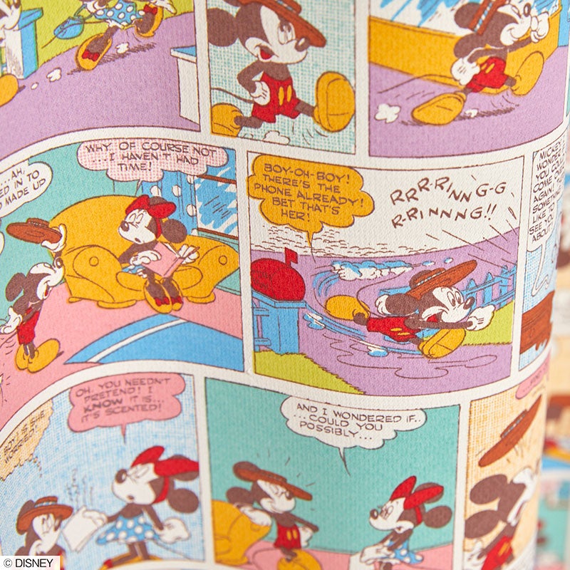 【Disney ディズニー】レトロなコミックアートのバックプリントデザイン1級遮光カーテン MICKY Retro comic - ミッキー レトロコミック アイボリー
