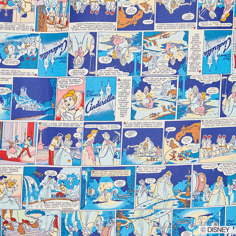 【Disney】シンデレラコミックアートのバックプリントデザイン2級遮光カーテン PRINCES Cinderella - プリンセス シンデレラ アイボリー 幅100×丈135~200cm(1枚入)