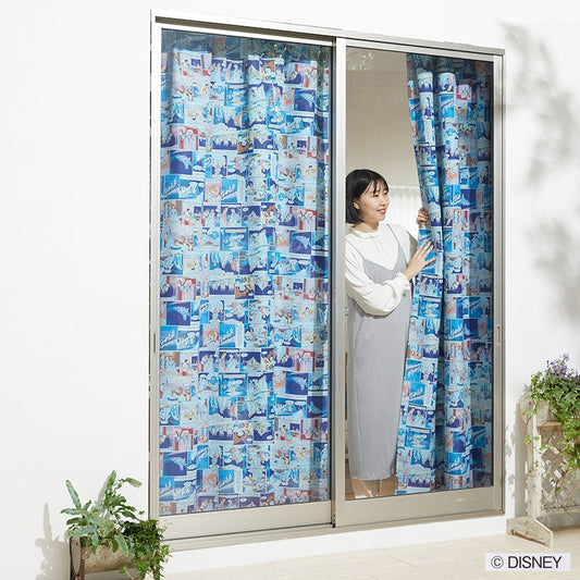 【Disney ディズニー】シンデレラコミックアートのバックプリントデザイン2級遮光カーテン PRINCES Cinderella - プリンセス シンデレラ ライトブルー