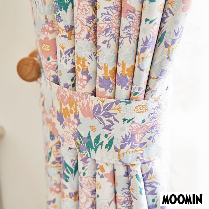 【MOOMIN ムーミン】KOBANA drape コバナ ドレープ お部屋を明るい印象にしてくれる多色感のある小花柄によく見たらムーミンと仲間たちがいっぱい遮光カーテン ピンク