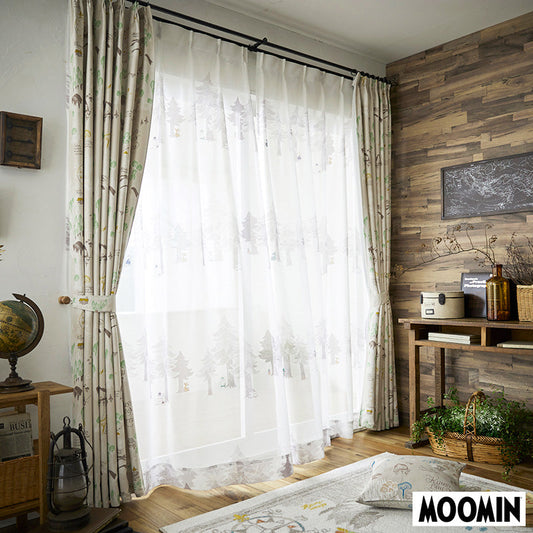 【MOOMIN ムーミン】PUUT BORDER voile プートボーダー ボイル ムーミンと仲間たちが隠れた北欧テイストなデザインレースカーテン