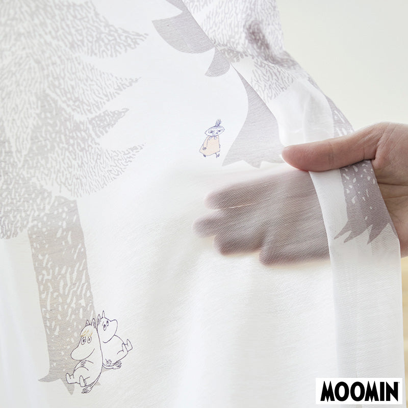 【MOOMIN ムーミン】PUUT BORDER voile プートボーダー ボイル ムーミンと仲間たちが隠れた北欧テイストなデザインレースカーテン 幅100×丈133~198cm(1枚入)