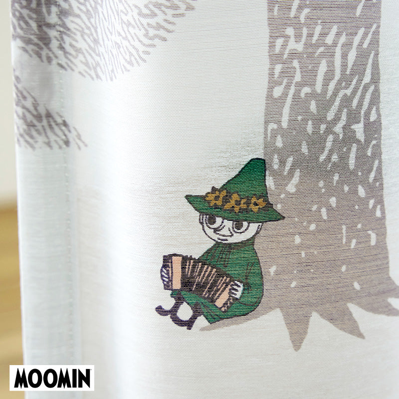 【MOOMIN ムーミン】PUUT BORDER voile プートボーダー ボイル ムーミンと仲間たちが隠れた北欧テイストなデザインレースカーテン 幅100×丈133~198cm(1枚入)