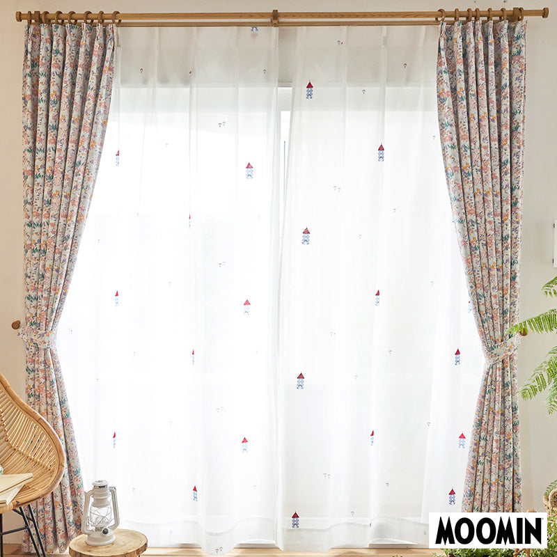 【MOOMIN ムーミン】MOOMIN HOUSE voile ムーミンハウス ボイル ムーミンやしきを高密度な刺繍で表現したレースカーテン