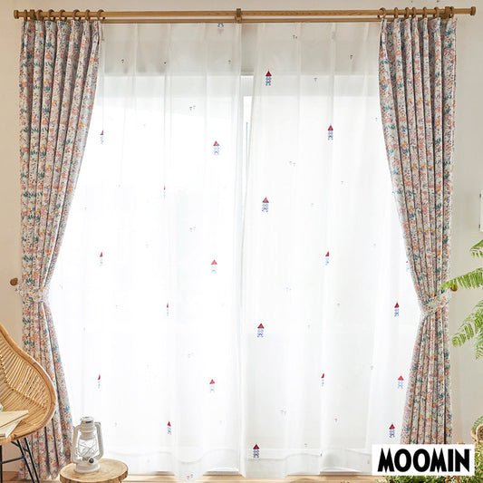 【MOOMIN ムーミン】MOOMIN HOUSE voile ムーミンハウス ボイル ムーミンやしきを高密度な刺繍で表現したレースカーテン
