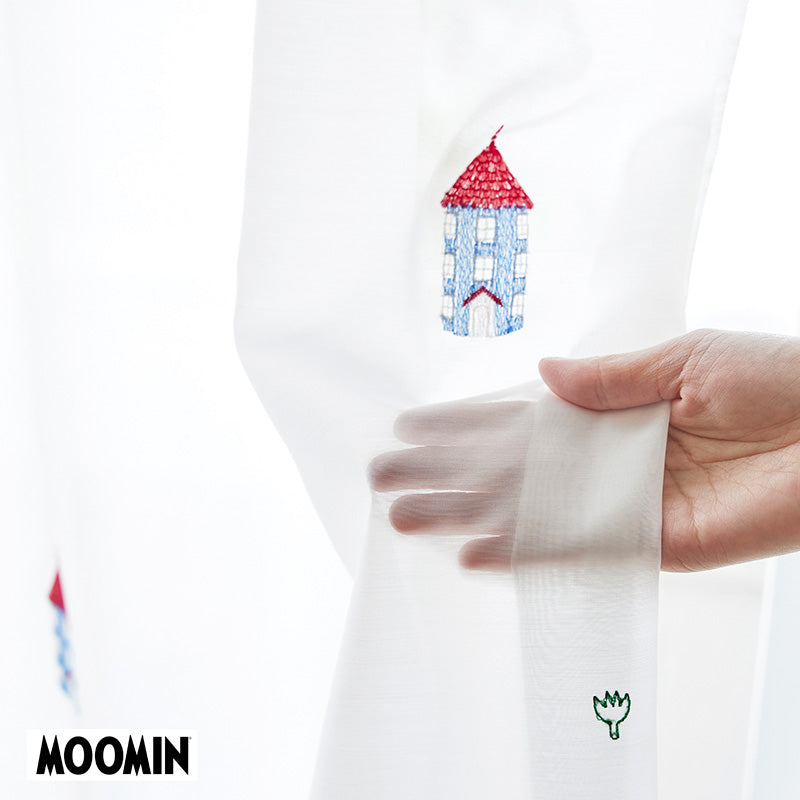 【MOOMIN ムーミン】MOOMIN HOUSE voile ムーミンハウス ボイル ムーミンやしきを高密度な刺繍で表現したレースカーテン