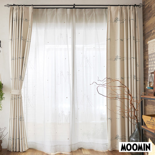 【MOOMIN ムーミン】TAKEUMA voile タケウマ ボイル 小説「ムーミン谷の彗星」の干上がった海をタケウマで渡る冒険シーンをモチーフにしたレースカーテン 幅100×丈133~198cm(1枚入)