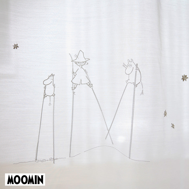 【MOOMIN ムーミン】TAKEUMA voile タケウマ ボイル 小説「ムーミン谷の彗星」の干上がった海をタケウマで渡る冒険シーンをモチーフにしたレースカーテン 幅100×丈133~198cm(1枚入)