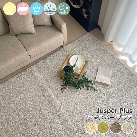 抗ウイルス機能が追加されたナイロン素材100%ラグ!ツイストシャギーラグ(江戸間サイズ)Jusper Plus - ジャスパー プラス