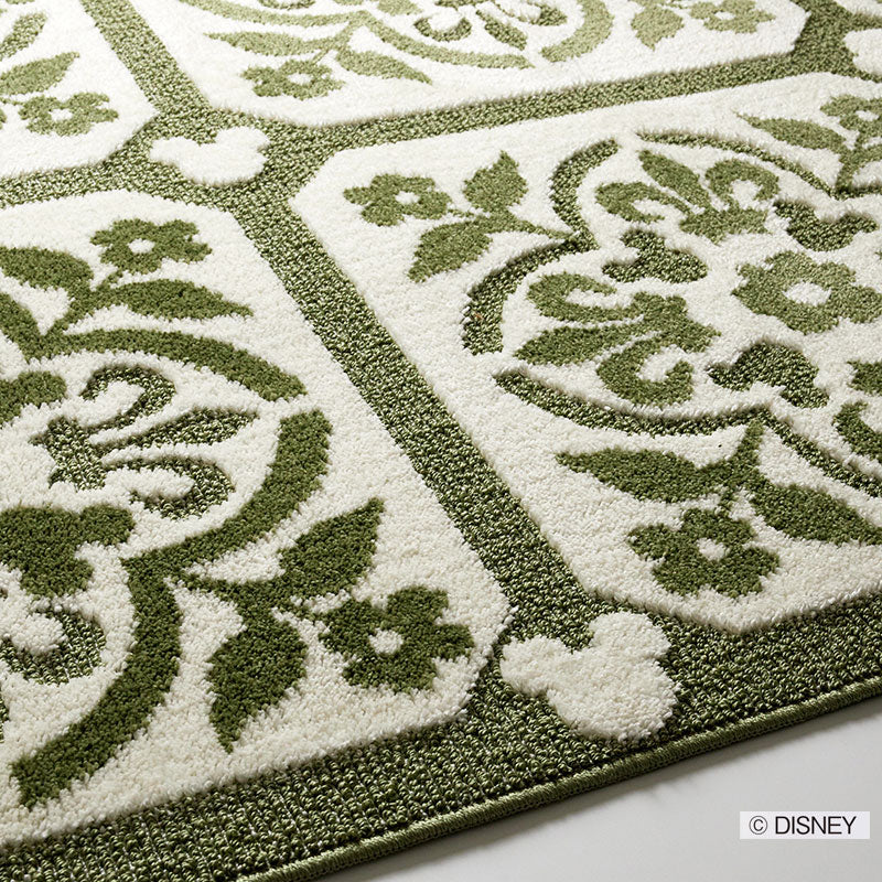 【Disney】ヨーロピアンスタイルをイメージしたエレガントなラグ MICKEY Carreaux RUG- ミッキー カローラグ グリーン