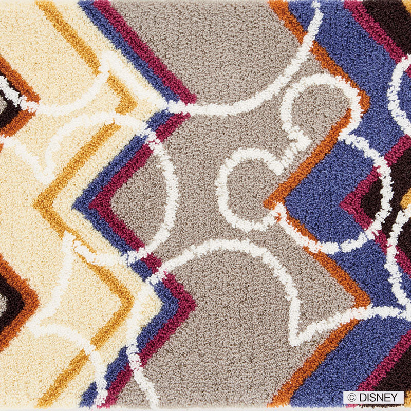 【Disney】ヘリンボーンとミツマルがリズミカルなモダン柄玄関マット MICKEY Colorful herringbone MAT- ミッキー カラフルヘリンボーンマット グレー