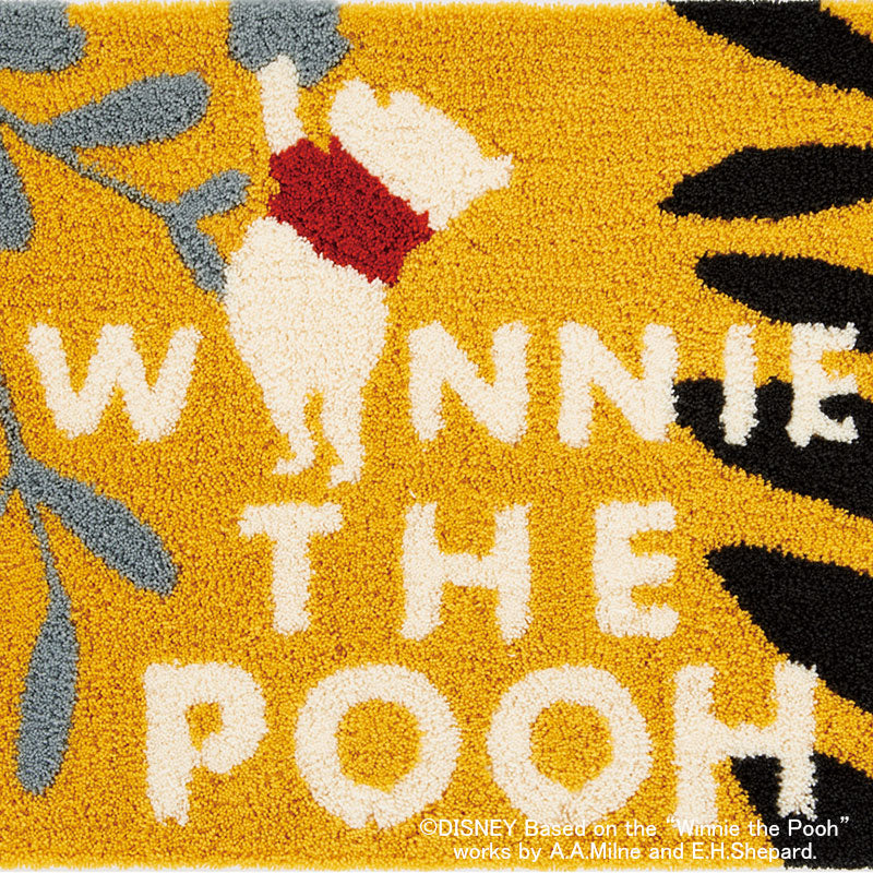 【Disney】ハチミツが残っていないか探すプーさんの玄関マット POOH Plants MAT-プー プランツマット イエロー