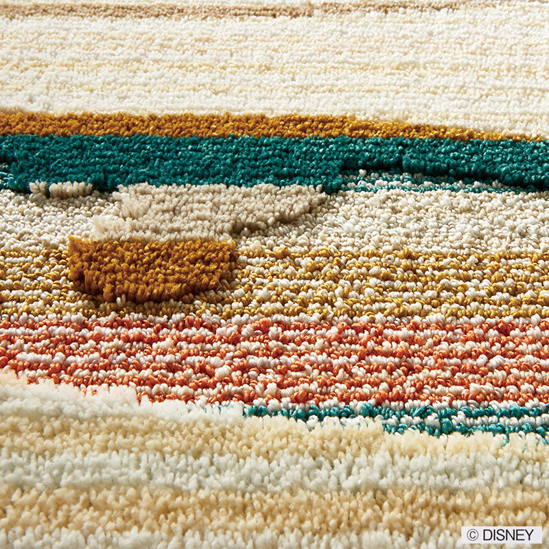 【Disney】飴の様にカラフルなライン柄にミッキーが隠れているラグ MICKEY Candy line RUG- ミッキー キャンディーラインラグ オレンジ