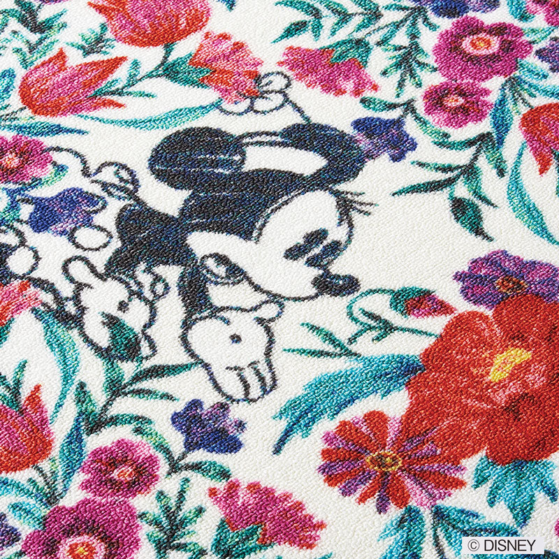 【Disney】お花畑の中で手描きタッチのミニーが遊んでいるラグ MICKEY Royal garden RUG- ミッキー ロイヤルガーデンラグ ブルー