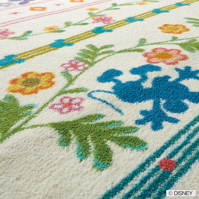 【Disney】可愛らしい野草の中にミッキー達が隠れているラグ MICKEY Wild grass RUG- ミッキー ワイルドグラスラグ マルチ