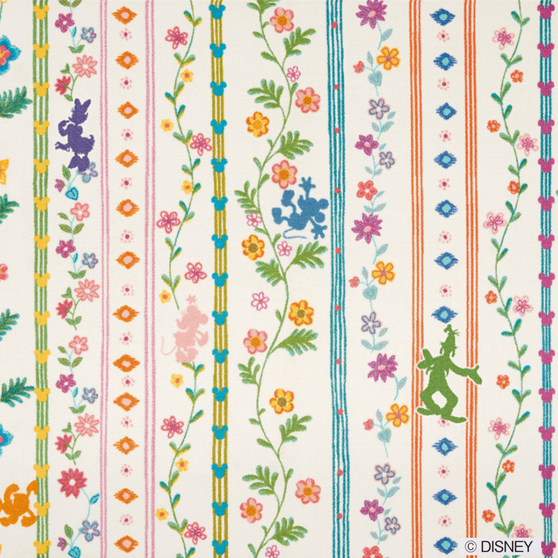 【Disney】可愛らしい野草の中にミッキー達が隠れているラグ MICKEY Wild grass RUG- ミッキー ワイルドグラスラグ マルチ