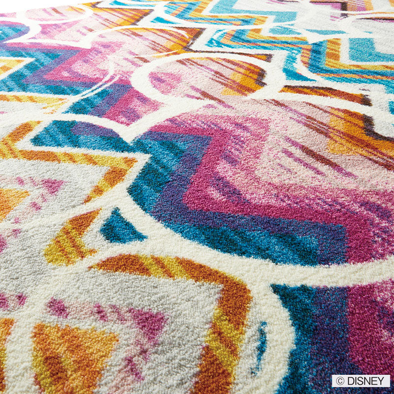 【Disney】ヘリンボーンとミツマルがリズミカルなモダン風ラグ MICKEY Colorful herringbone RUG- ミッキー カラフルヘリンボーンラグ マルチ
