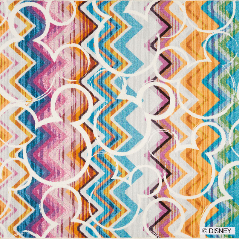 【Disney】ヘリンボーンとミツマルがリズミカルなモダン風ラグ MICKEY Colorful herringbone RUG- ミッキー カラフルヘリンボーンラグ マルチ