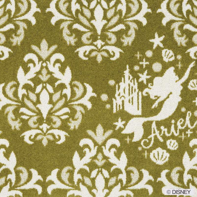 【Disney ディズニー】アリエルとダマスク柄がエレガントなラグ PRINCES Damask RUG- プリンセス ダマスクラグ グリーン