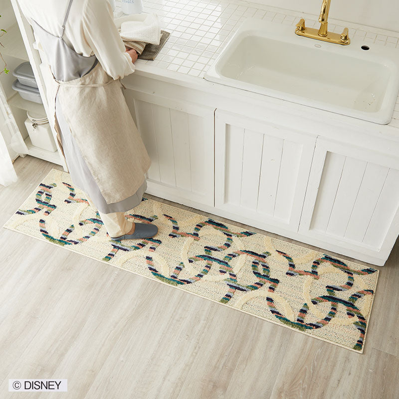 【Disney】リング柄にミツマルを絡めたベーシックなデザインのキッチンマット MICKEY Mitsumaru circle KITCHENMAT - ミッキー ミツマルサークルキッチンマット
