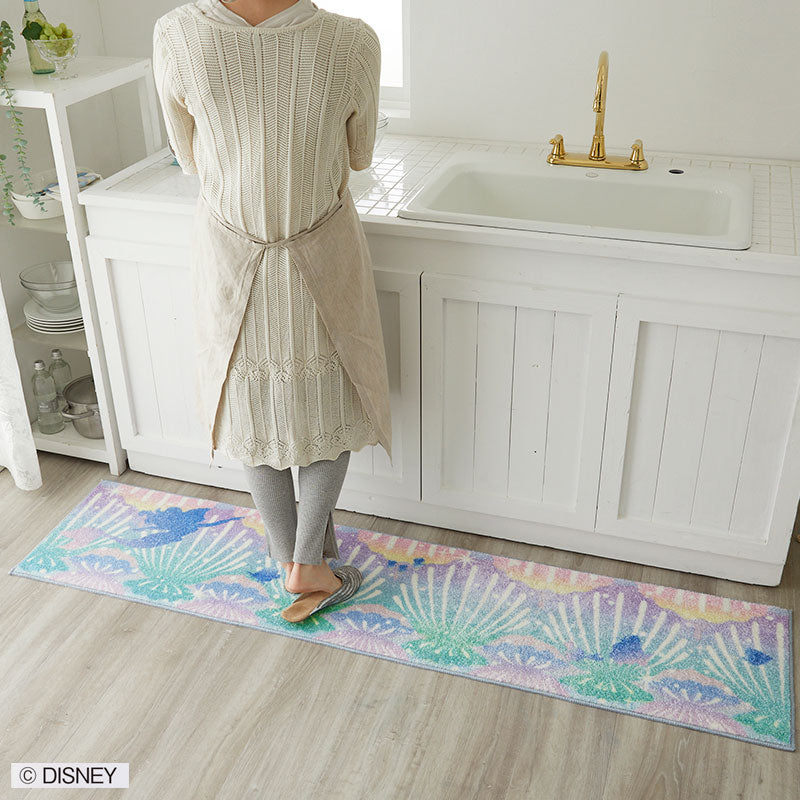 【Disney】カラフルなグラデーションの貝殻模様のキッチンマット PRINCES Shell KITCHENMAT - プリンセス シェルキッチンマット