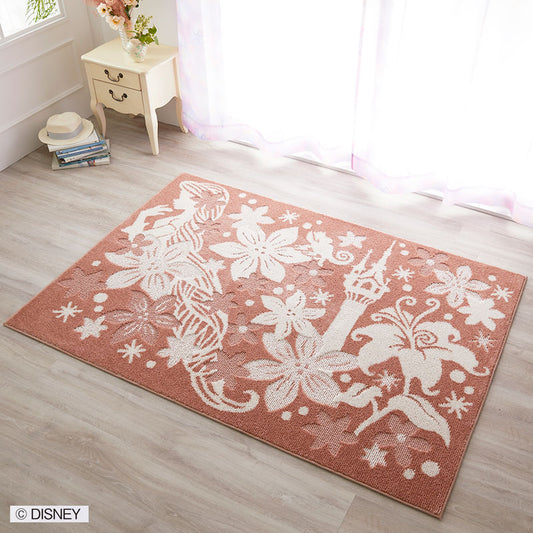 【Disney ディズニー】ラプンツェルの花の髪飾りが華やかでエレガントなラグ PRINCES Tangled RUG - プリンセス タングルドラグ