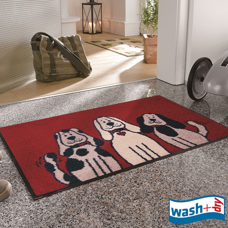 室内・屋外どちらでも使える機能性と丈夫さが魅力の玄関マット 50×75cm wash+dry(ウォッシュ アンド ドライ) Three Dogs