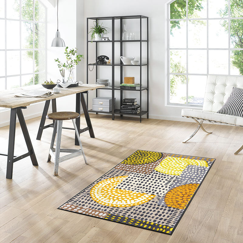 室内・屋外どちらでも使える機能性と丈夫さが魅力の洗える玄関マット 50×75cm 75×120cm wash+dry(ウォッシュ アンド ドライ) Ethno Pop orange