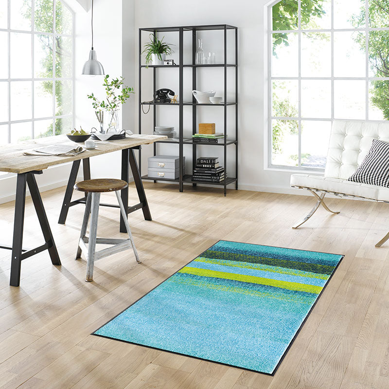 室内・屋外どちらでも使える機能性と丈夫さが魅力の洗える玄関マット 50×75cm 75×120cm wash+dry(ウォッシュ アンド ドライ) Medley acqua