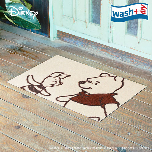室内・屋外どちらでも使える機能性と丈夫さが魅力の洗える玄関マット 60×90cm wash+dry(ウォッシュ アンド ドライ) Phoo/プーさん&ピグレット