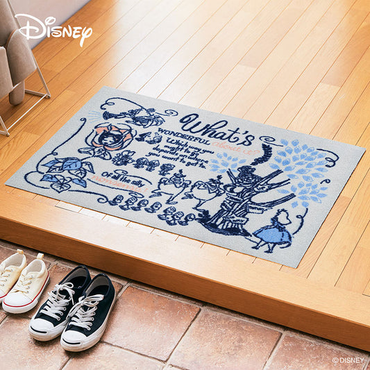 室内・屋外どちらでも使える機能性と丈夫さが魅力の洗える玄関マット 60×90cm wash+dry(ウォッシュ アンド ドライ) 不思議の国のアリス
