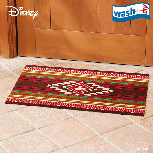 室内・屋外どちらでも使える機能性と丈夫さが魅力の洗える玄関マット 50×75cm wash+dry(ウォッシュ アンド ドライ) Mickey/ミッキー キリム レッド
