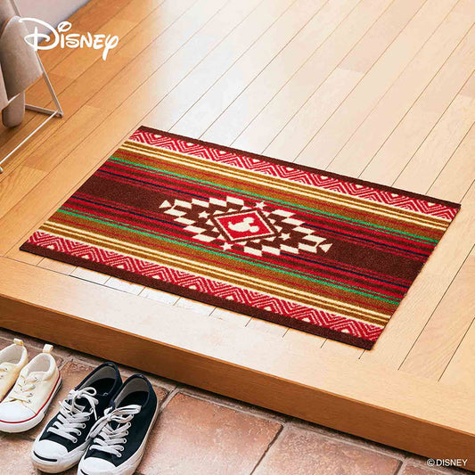 室内・屋外どちらでも使える機能性と丈夫さが魅力の洗える玄関マット 50×75cm wash+dry(ウォッシュ アンド ドライ) Mickey/ミッキー キリム レッド
