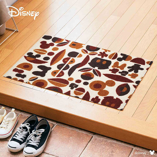 室内・屋外どちらでも使える機能性と丈夫さが魅力の洗える玄関マット 75×120cm wash+dry(ウォッシュ アンド ドライ) Mickey/ミッキー&ミニー モチーフ ブラウン
