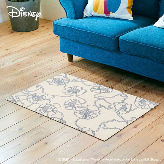 室内・屋外どちらでも使える機能性と丈夫さが魅力の洗える玄関マット 75×120cm wash+dry(ウォッシュ アンド ドライ) Phoo/くまのプーさん アネモネ ベージュ