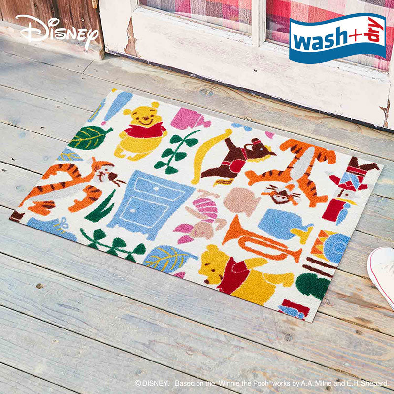 室内・屋外どちらでも使える機能性と丈夫さが魅力の洗える玄関マット 75×120cm wash+dry(ウォッシュ アンド ドライ) Phoo/くまのプーさんと仲間達