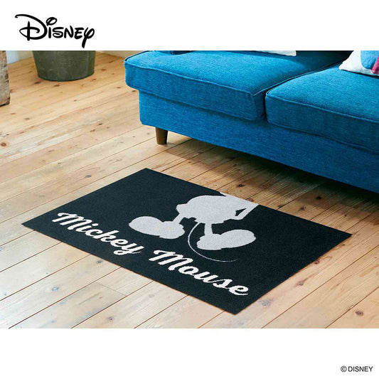 室内・屋外どちらでも使える機能性と丈夫さが魅力の洗える玄関マット 60×90cm wash+dry(ウォッシュ アンド ドライ) Mickey/ミッキー シルエット グレー