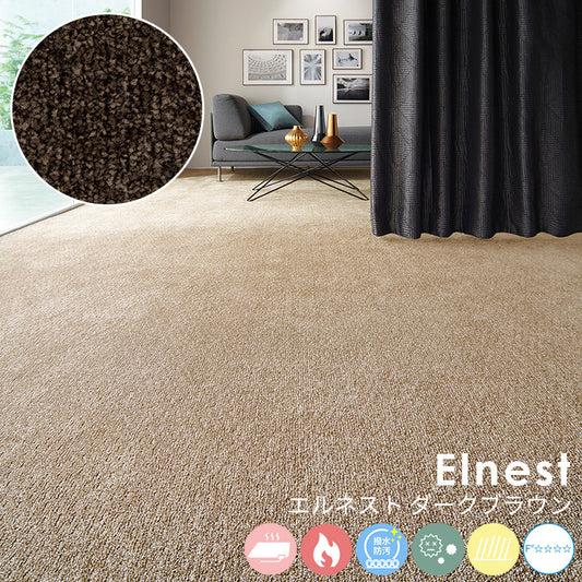 しっとり柔らかな触り心地で不均一な光沢感が空間をラグジュアリーに演出するナイロンカーペット Elnest - エルネスト ダークブラウン